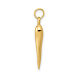 14k Yellow Gold Italian Horn Pendant Charm, Cornicello Amulet for Protection and Good Luck