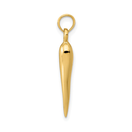 14k Yellow Gold Italian Horn Pendant Charm, Cornicello Amulet for Protection and Good Luck