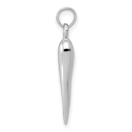 14k White Gold Italian Horn Pendant, Cornicello Amulet Charm for Evil Eye Protection