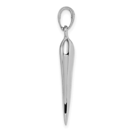 14k White Gold Italian Horn Pendant, Cornicello Corno Talisman Charm for Protection and Good Luck