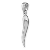 14k White Gold Italian Horn Pendant, Cornicello Corno Talisman Charm for Protection and Good Luck