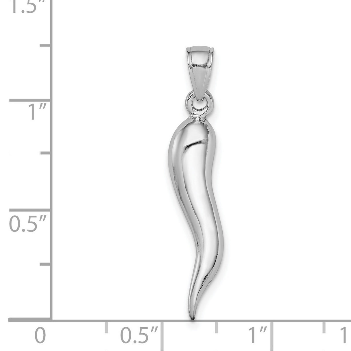 14k White Gold Italian Horn Pendant, Cornicello Corno Talisman Charm for Protection and Good Luck