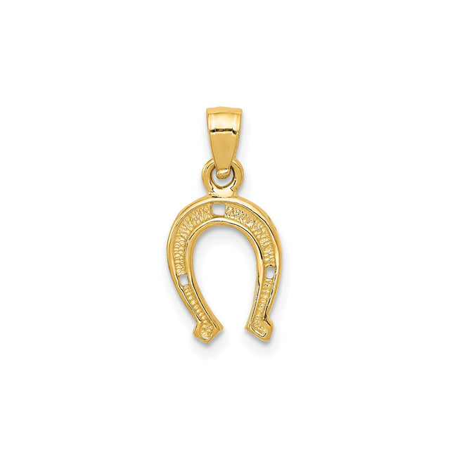 14k Yellow Gold Horseshoe Pendant, Classic Symbol of Luck and Protection for Women or Unisex Wear
