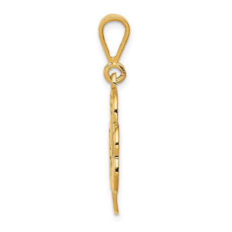 14k Yellow Gold Celtic Shamrock Pendant with Trinity Knot Design, Irish Heritage Charm