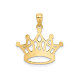 14k Yellow Gold and Rhodium Crown Pendant with Diamond-Cut Accents, Two-Tone Regal Design