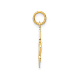 14k Yellow Gold Fleur de Lis Pendant, Polished Openwork French Symbol for Women