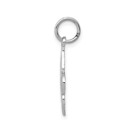 14k White Gold Fleur-de-Lis Pendant, Open Design Symbol of French Heritage and Nobility