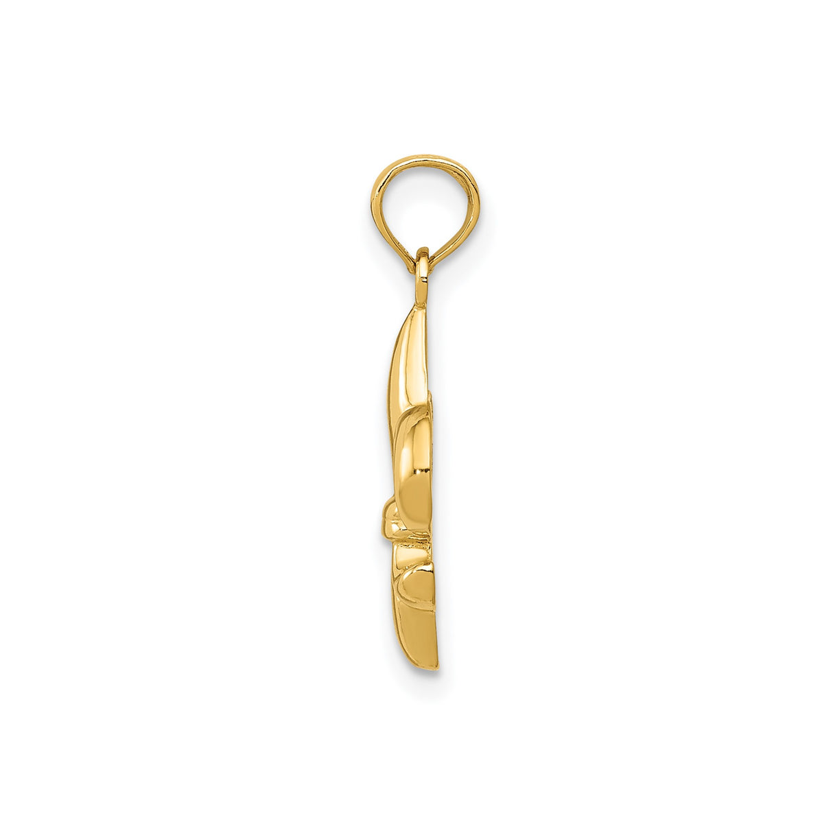14k Yellow Gold Fleur de Lis Pendant, French Royalty Symbol, Unisex Religious Charm