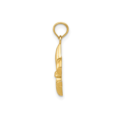 14k Yellow Gold Fleur de Lis Pendant, French Royalty Symbol, Unisex Religious Charm