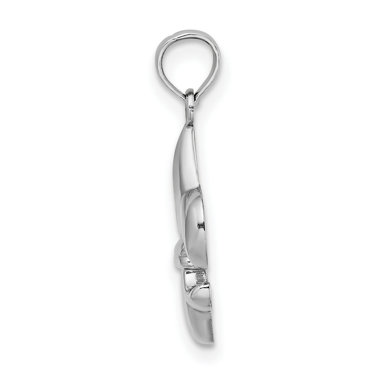 14k White Gold Fleur De Lis Pendant, Royal Heritage French Lily Symbol, Unisex Minimalist Design