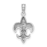 14k White Gold Fleur De Lis Pendant, Royal Heritage French Lily Symbol, Unisex Minimalist Design