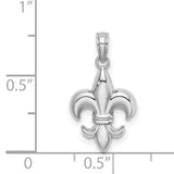 14k White Gold Fleur De Lis Pendant, Royal Heritage French Lily Symbol, Unisex Minimalist Design