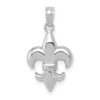 14k White Gold Fleur De Lis Pendant, Royal Heritage French Lily Symbol, Unisex Minimalist Design
