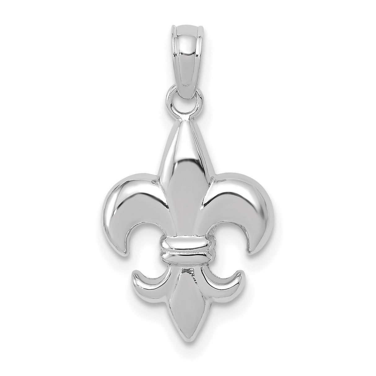 14k White Gold Fleur De Lis Pendant, Royal Heritage French Lily Symbol, Unisex Minimalist Design