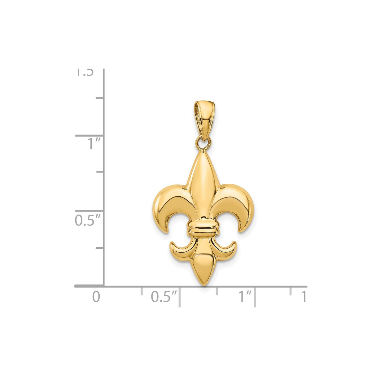 14k Yellow Gold Fleur de Lis Pendant, French Heritage Symbol Charm for Women or Unisex Wear