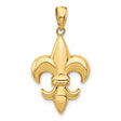 14k Yellow Gold Fleur de Lis Pendant, French Heritage Symbol Charm for Women or Unisex Wear