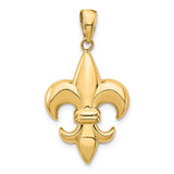 14k Yellow Gold Fleur de Lis Pendant, French Heritage Symbol Charm for Women or Unisex Wear