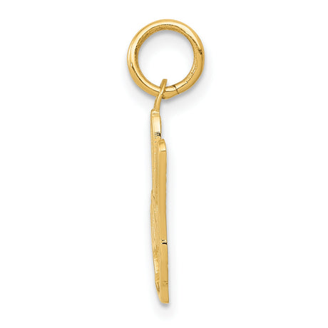 14k Yellow Gold Peace Hand Pendant with Textured Background, Unisex Symbolic Jewelry Charm
