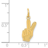 14k Yellow Gold Peace Hand Pendant with Textured Background, Unisex Symbolic Jewelry Charm