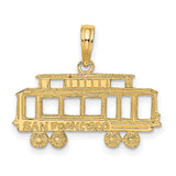 14k Yellow Gold San Francisco Cable Car Pendant, California Travel Charm Jewelry