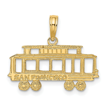 14k Yellow Gold San Francisco Cable Car Pendant, California Travel Charm Jewelry