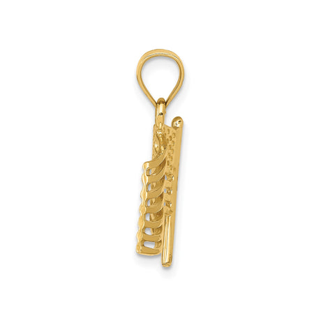 14k Yellow Gold American Flag Pendant with Cutout Waving Flag Design, Patriotic Jewelry for Men and Women