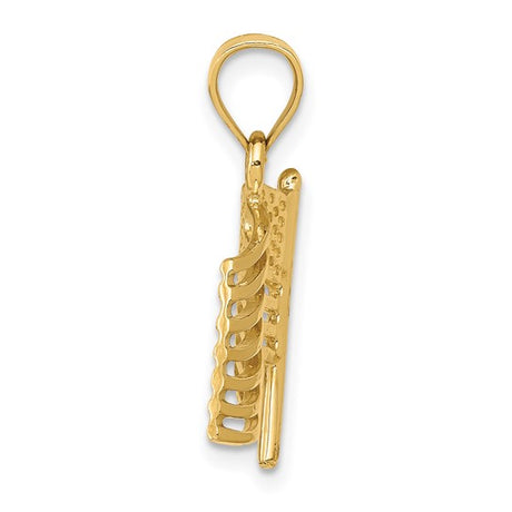 14k Yellow Gold American Flag Pendant with Cutout Waving Flag Design, Patriotic Jewelry for Men and Women