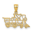 14k Yellow Gold Locomotive Pendant Charm with Heart Symbol, Vintage Train Theme Jewelry