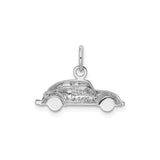 14k White Gold Vintage Car Charm Pendant, Classic Beetle Style, Travel and Retro Auto Theme