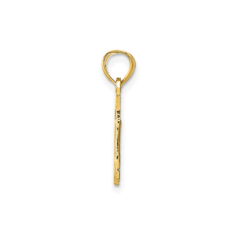 14k Yellow Gold Truck Pendant, Semi Truck Charm with I Heart My Trucker Design