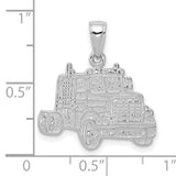 14k White Gold Truck Pendant with Semi Truck Design, Trucking Jewelry for Men