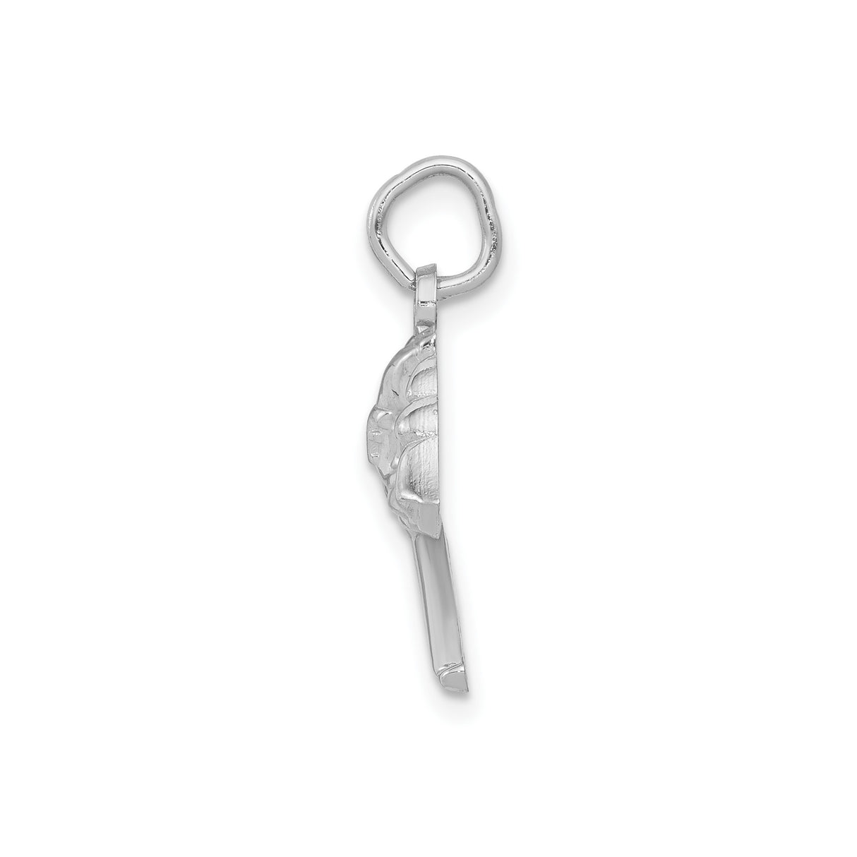 14k White Gold Firefighter Pendant with FD Helmet, Crossed Axes, Flames, Valor and Honor Theme