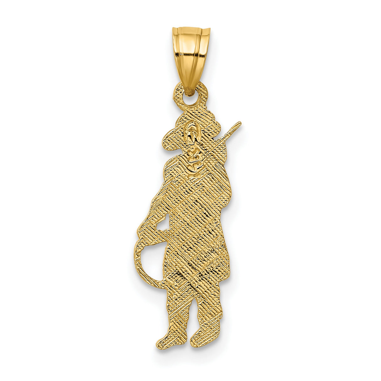 14k Yellow Gold Firefighter Pendant with Helmet and Hose, Heroic Fireman Charm