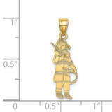 14k Yellow Gold Firefighter Pendant with Helmet and Hose, Heroic Fireman Charm