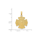 14k Yellow Gold Firefighter Pendant with Maltese Cross and St. Florian Design
