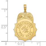14k Yellow Gold Firefighter Pendant with Helmet, Axe, Ladder and Eagle Emblem for Men