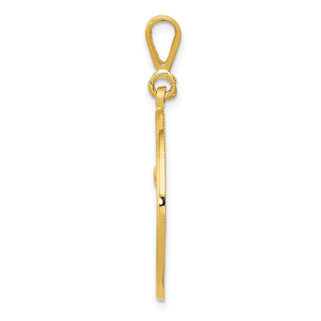 14k Yellow Gold RN Pendant with Nurse Cap and Caduceus Symbol for Women