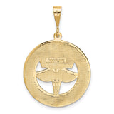 14k Yellow Gold RN Pendant with Nurse Cap and Caduceus Symbol for Women