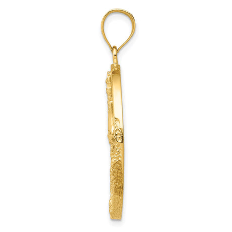 14k Yellow Gold Pendant with Opal, Nautical Lighthouse and Sailboat Design