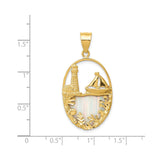 14k Yellow Gold Pendant with Opal, Nautical Lighthouse and Sailboat Design