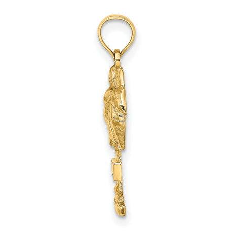 14k Yellow Gold Palm Tree Pendant with St. George Name, Unisex Tropical Charm