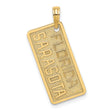 14k Yellow Gold Sarasota Florida Pendant, Embossed Rectangle Travel Charm for Women or Unisex Wear