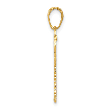 14k Yellow Gold Palm Tree Pendant, Tropical Island Design, Unisex Beach Charm