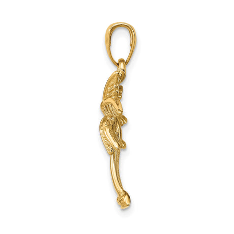 14k Yellow Gold Palm Tree Pendant, Tropical Island Life Charm, Unisex Summer Jewelry