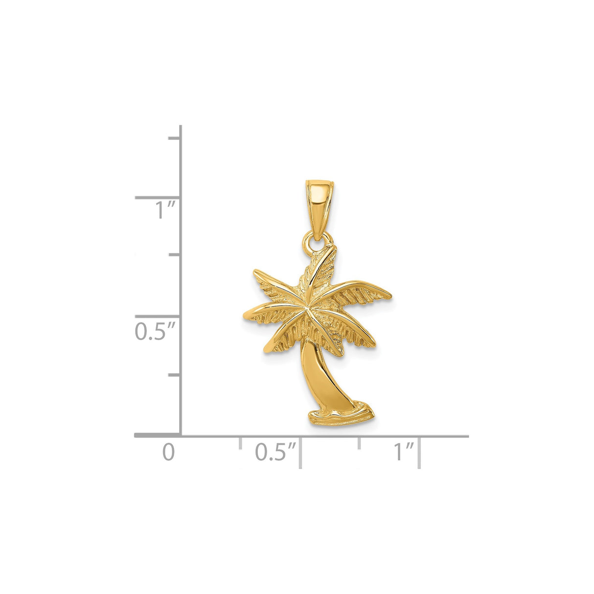 14k Yellow Gold Palm Tree Pendant, Tropical Island Life Charm, Unisex Summer Jewelry