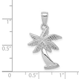 14k White Gold Palm Tree Pendant, Tropical Beach Charm, Ocean-Inspired Jewelry for Women