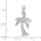 14k White Gold Palm Tree Pendant with Detailed Trunk and Leaf Design