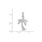 14k White Gold Palm Tree Pendant with Textured Details, Tropical Beach Style Jewelry for Women