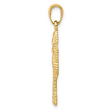 14k Yellow Gold Palm Tree Pendant, Textured Tropical Charm, Nature-Inspired Beach Jewelry