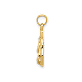 14k Yellow Gold Flip-Flop Sandal Pendant Charm, Textured Summer Beach Theme
